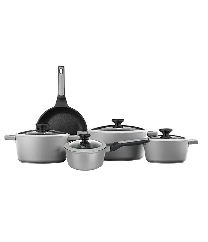 Food Appeal Blackberry Galaxy Cookware Set 9Pcs Casserole 20/24/28 - Pan 24 - Saucepan 16 cm Gray
