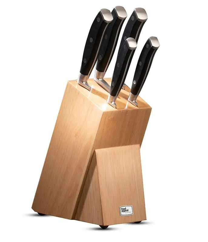 Food Appeal 6-Piece Knife Block Set Natural Wood
