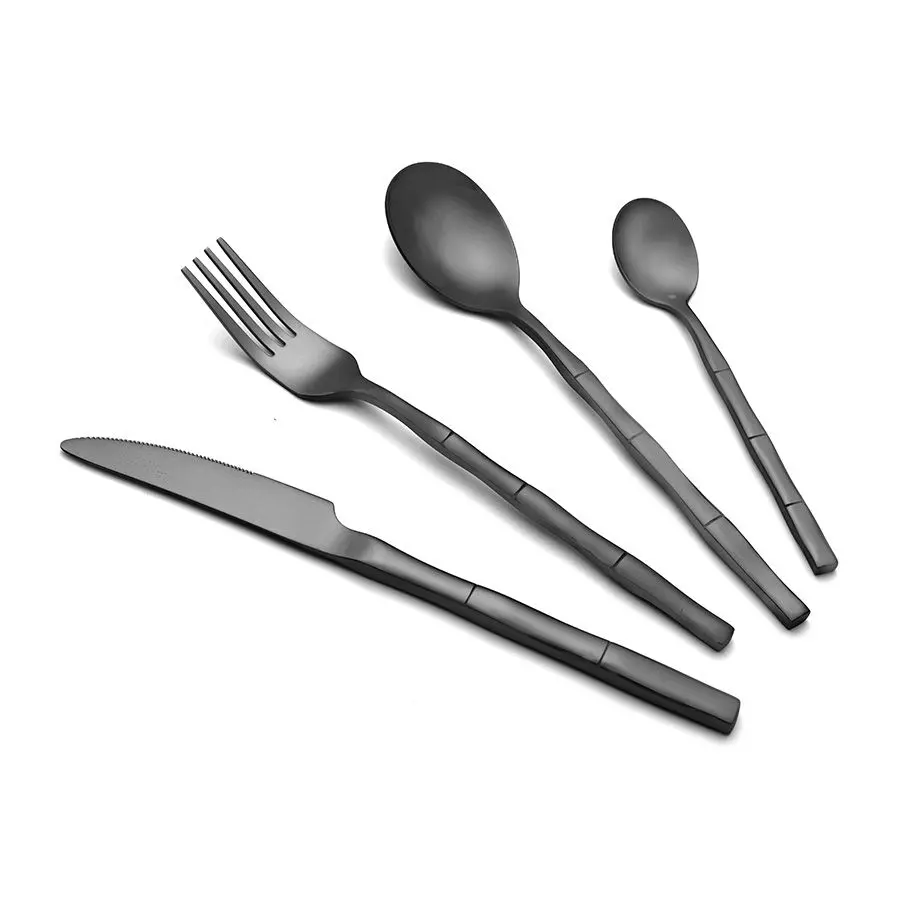 Food Appeal Elegant 24-Piece Cutlery Set – AQUAMARINE BLACK Matte 