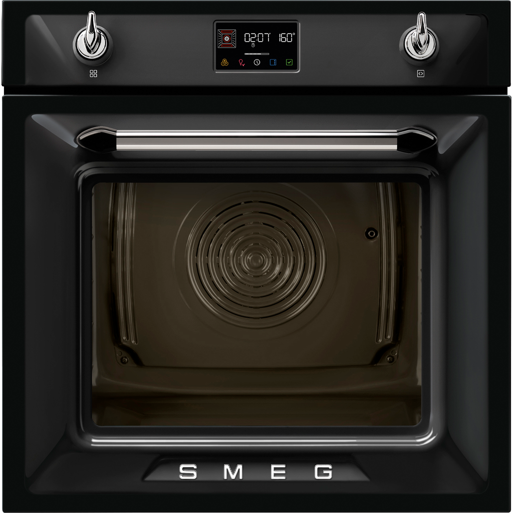 SMEG Victoria 60cm Built-In SteamOne Single Oven, Black SOP6902S2PP Combi Steam, Pyrolytic 