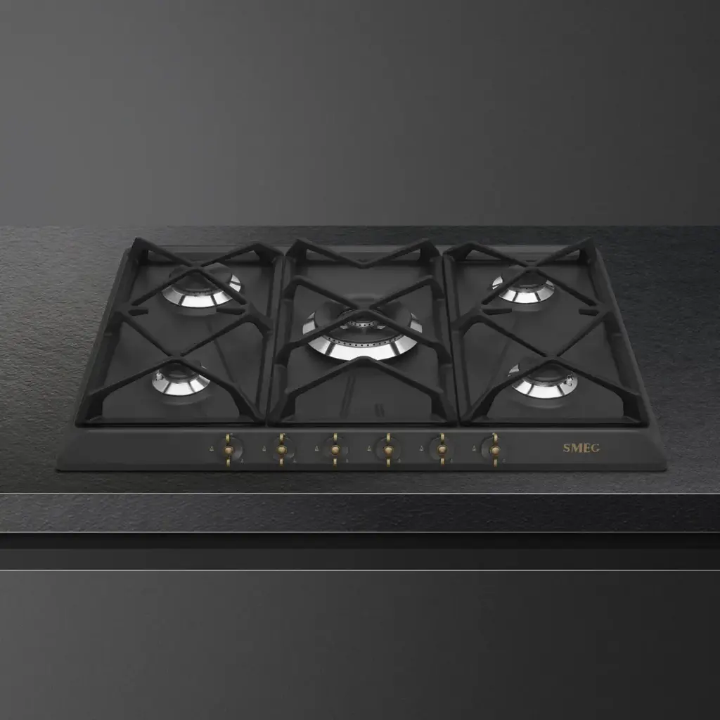 Smeg Gas Hob 70/75 cm Coloniale Aesthetic Black Graphite SRV876AOGH 
