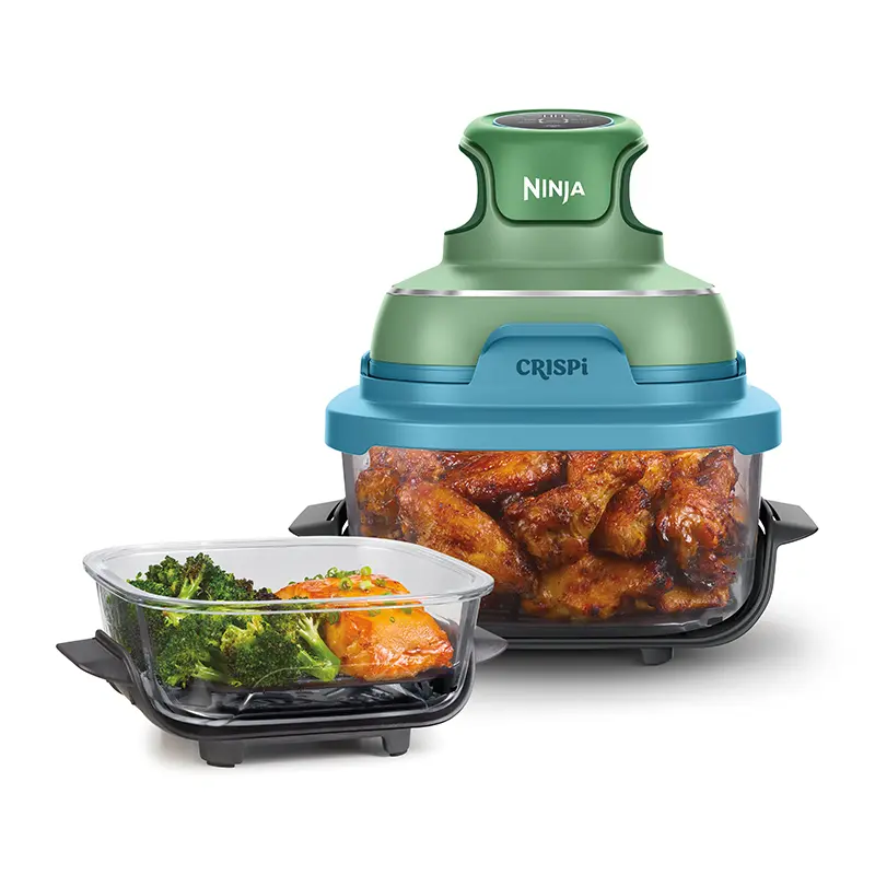 Ninja Crispi® 4-in-1 Portable Glass Air Fryer Cooking System Mint Color FN101UKGNBL 4 in 1 |(Air Fry/Roast/Recrisp/Keep warm)