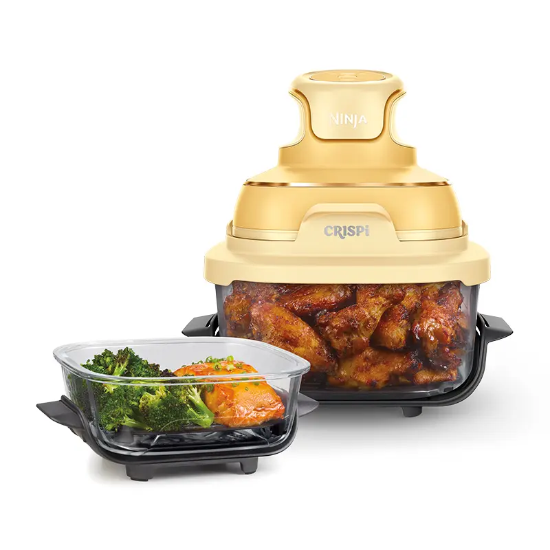 Ninja Crispi® 4-in-1 Portable Glass Air Fryer Cooking System Yellow Gold Color FN101UKGNBL 4 in 1 |(Air Fry/Roast/Recrisp/Keep warm) 