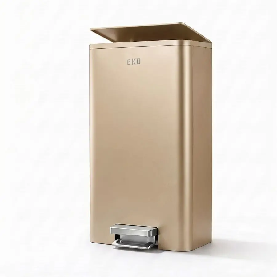 EKO IDOL Rectangular Pedal Dustbin 50L Gold Champagne