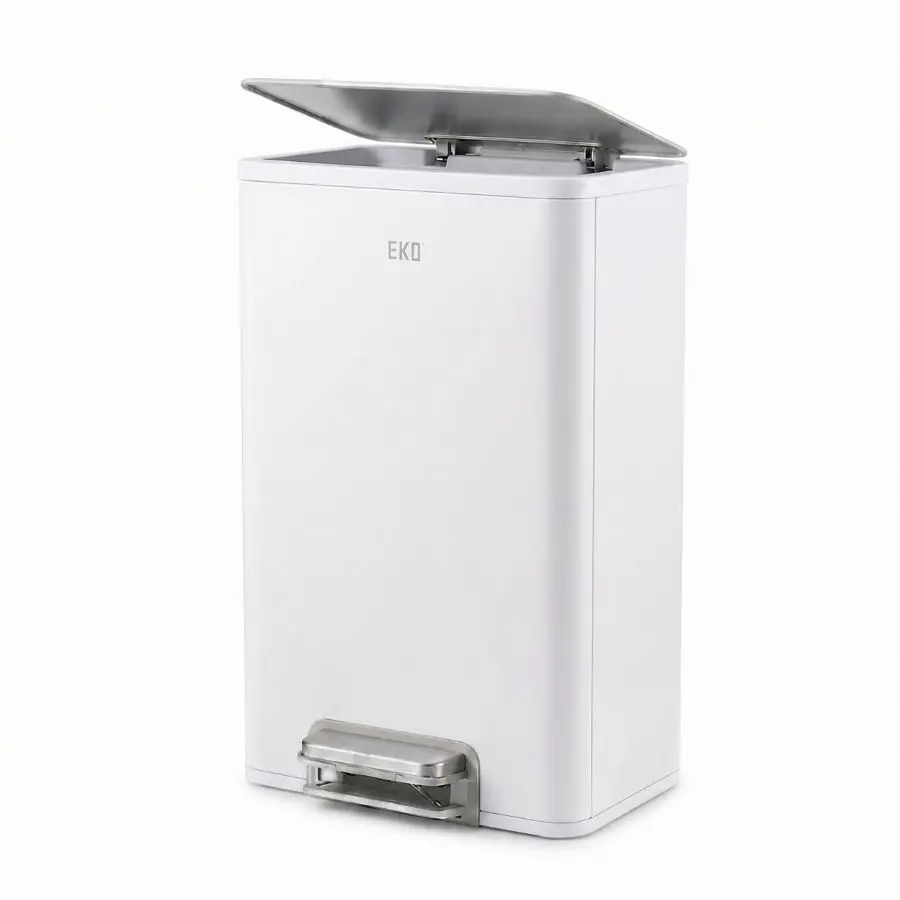 EKO IDOL Rectangular Pedal Dustbin 50L White