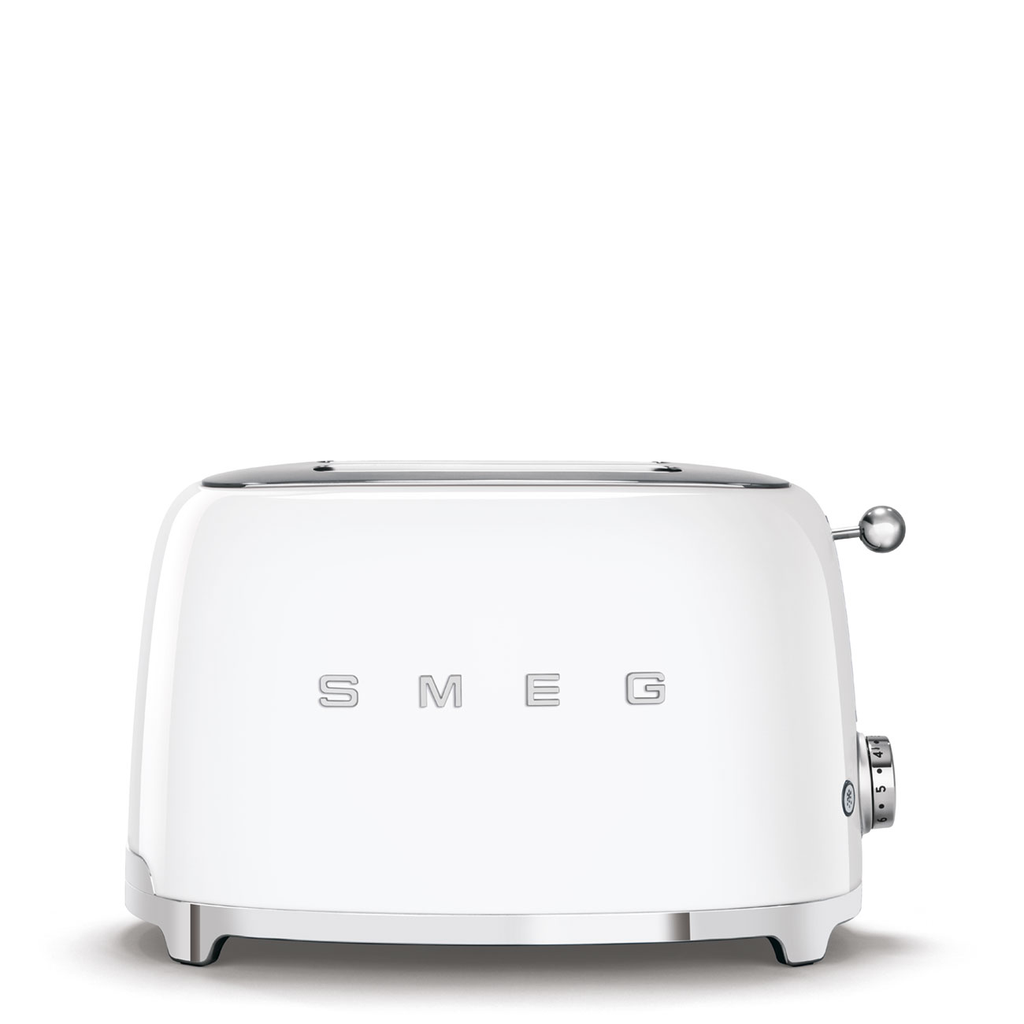 Smeg White Glossy toaster 2‑slice, 2‑slot toaster 50's Style aesthetic TSF01WHEU