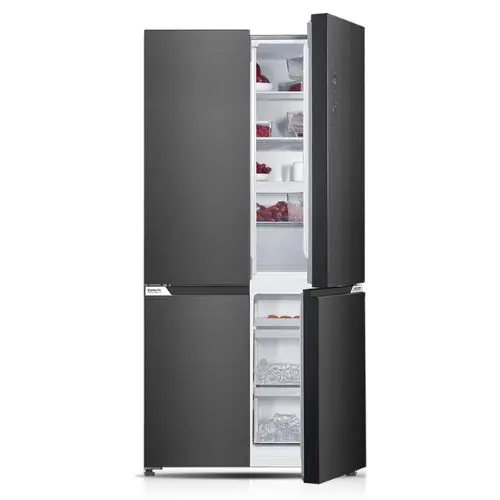 White Westinghouse 4-door refrigerator, bottom freezer, Black Glass Flat 60 WFN-503