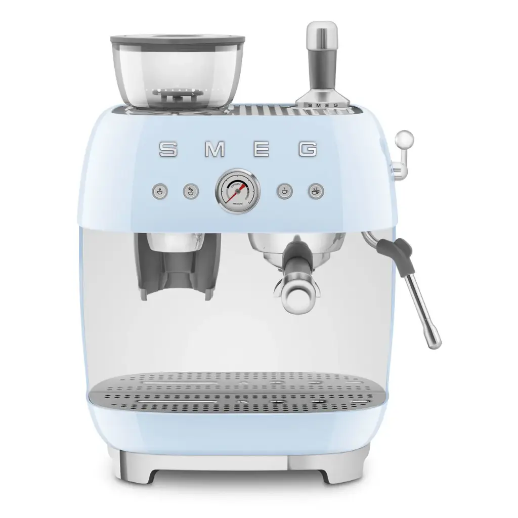 Smeg manual espresso coffee machine with built-in grinder Pastel Blue EGF03PBEU 