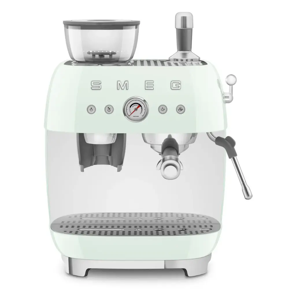 Smeg manual espresso coffee machine with built-in grinder Pastel Green EGF03PGEU 