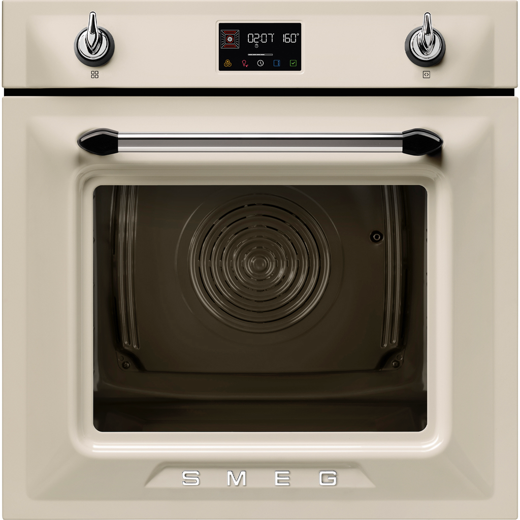 SMEG Victoria 60cm Built-In SteamOne Single Oven, Cream SOP6902S2PP Combi Steam, Pyrolytic