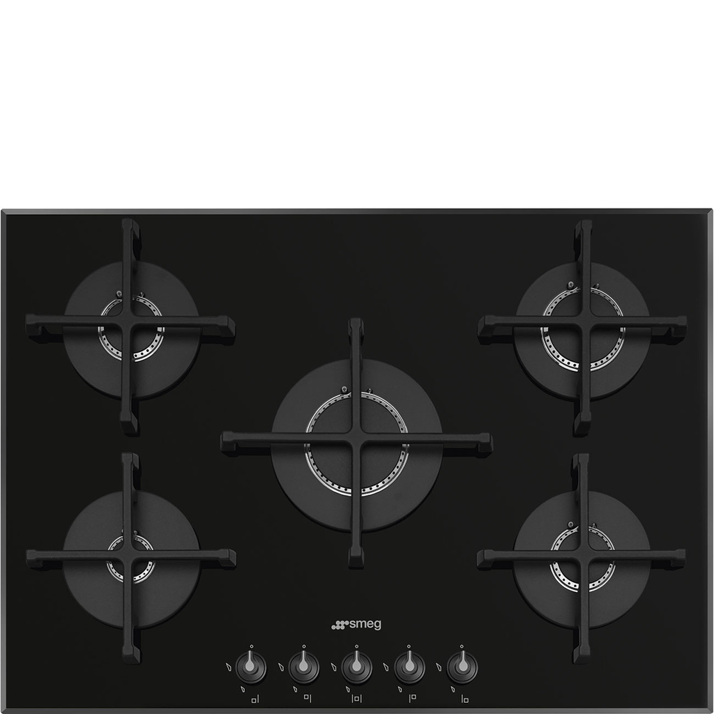 Smeg Gas Hob 74/75 cm 5 Burners Glass black PV175N-2