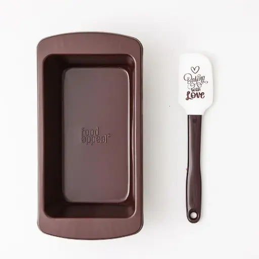 Food Appeal Baking Set - English Cake Pan 29.5x15x7.7 cm + Brown Spatula