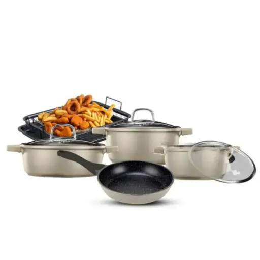 Food Appeal Marble Class Cookware Set 8Pcs Casserole 20/24 / Sot28/ Pan 24/Kripser Cream