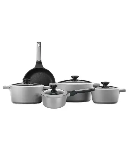 Food Appeal Blackberry Galaxy Cookware Set 9Pcs Casserole 20/24/28 - Pan 24 - Saucepan 16 cm Gray