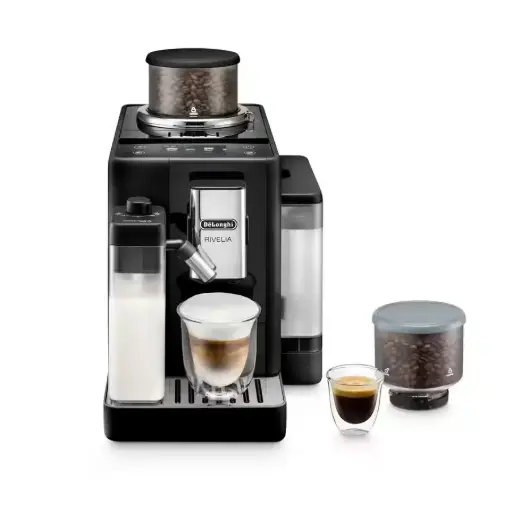 Delonghi Espresso Automatic Bean to Cup Coffee Machine with Milk Rivelia Onyx Black EXAM440.55.B