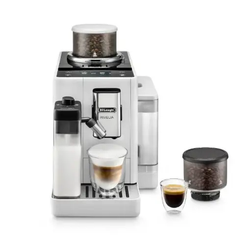 Delonghi Espresso Automatic Bean to Cup Coffee Machine with Milk Rivelia White EXAM440.55.W