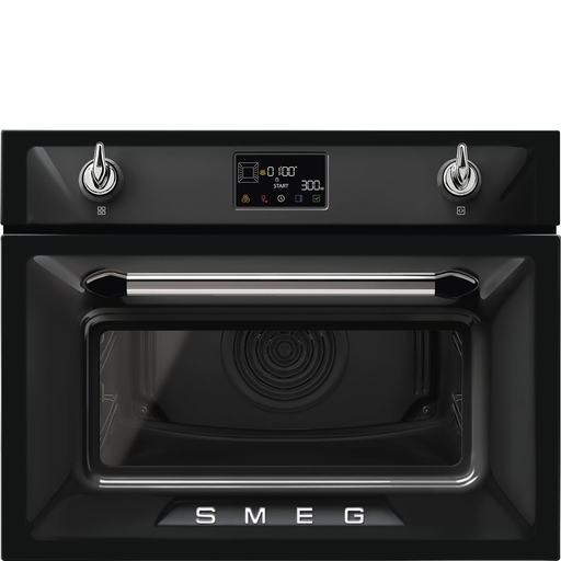 Smeg Built in Combi Microwave Oven Compact 45 cm Victoria Aesthetic Black SO4902M1N