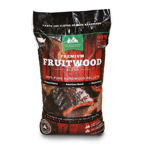 Green Mountain Grills Premium Fruitwood Pure Hardwood Grilling Cooking Pellets with Chery, Beech, and Pecan for Sweet Flavor Meat Grilling GMG-2003