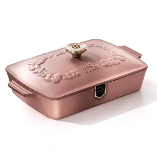 Food Appeal Heritage Cast Iron Roaster 33.5cm Rose Pink